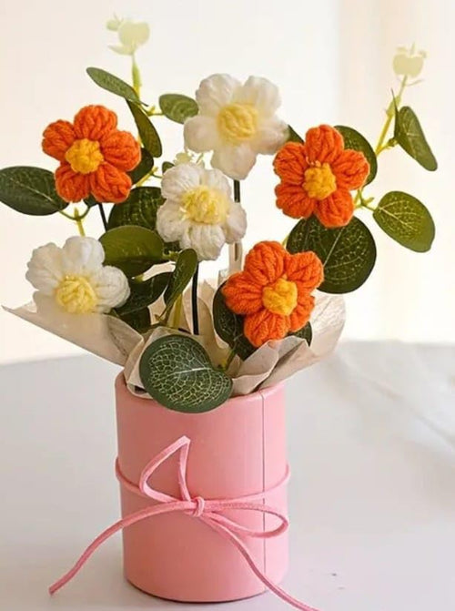 Amber Bloom Crochet Bouquet