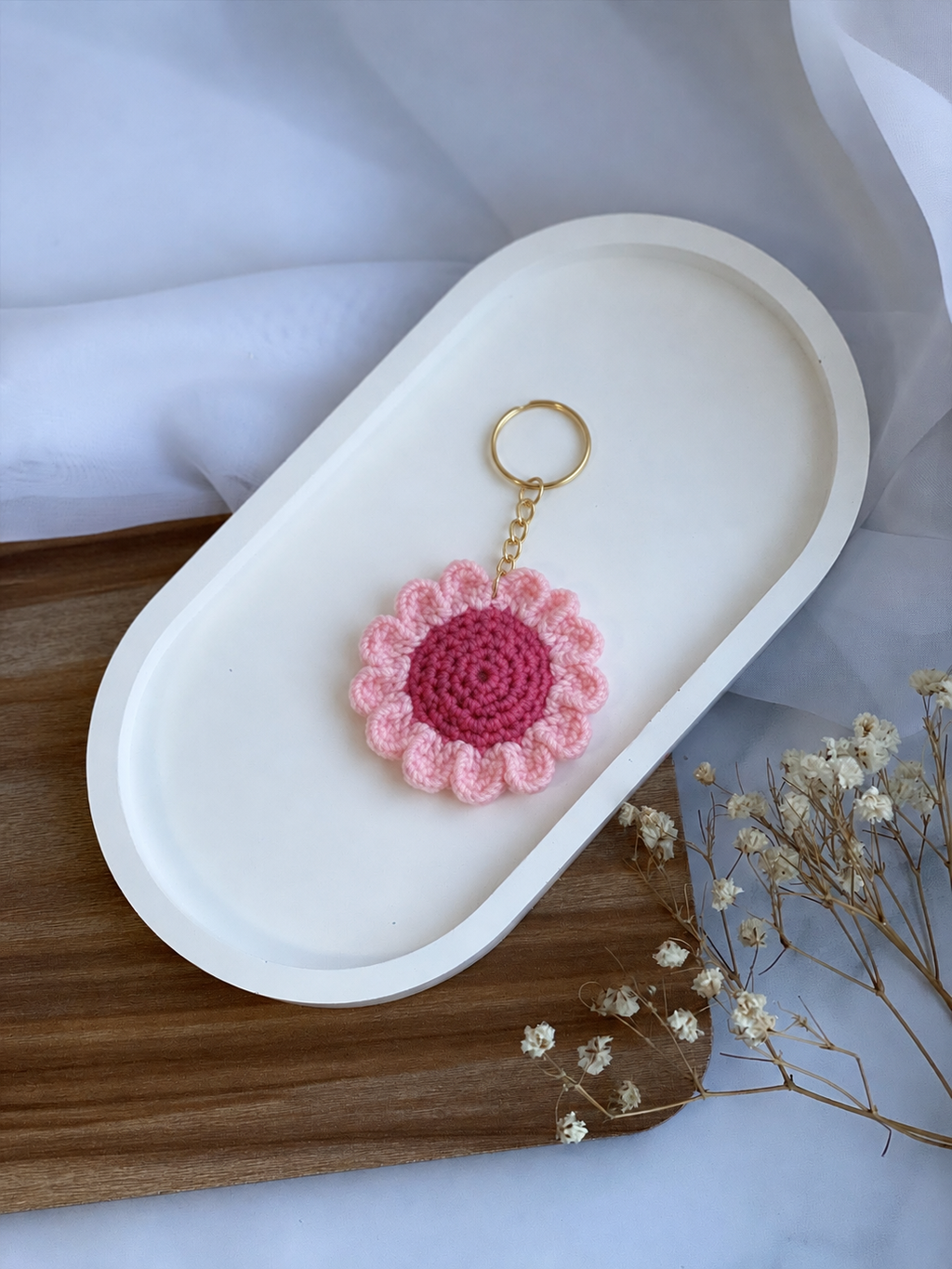 Pink Daisy Blushy Keychain