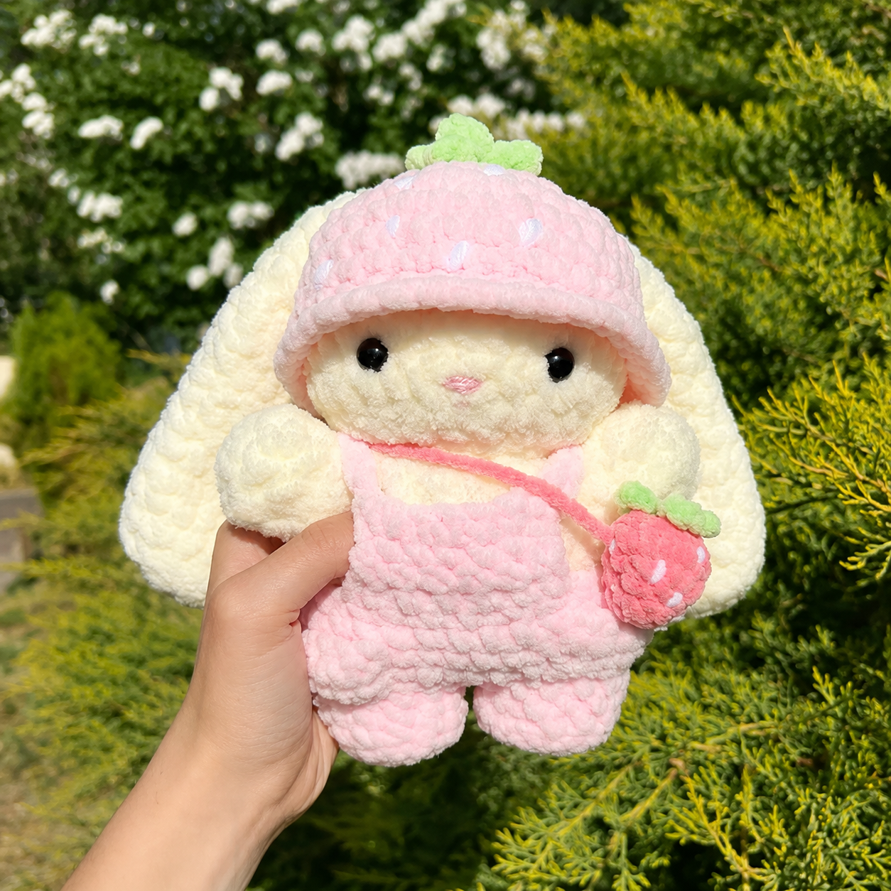 Strawberry Bunny Amigurumi Plushie