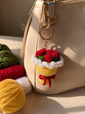 Tiny Yellow Crochet Bouquet Keychain
